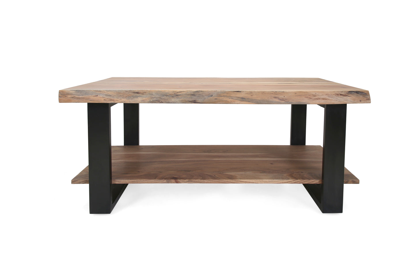 Ella Chunky Live Edge Coffee Table with Storage Shelf