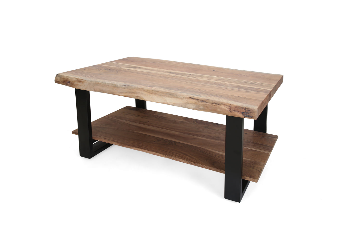 Ella Chunky Live Edge Coffee Table with Storage Shelf