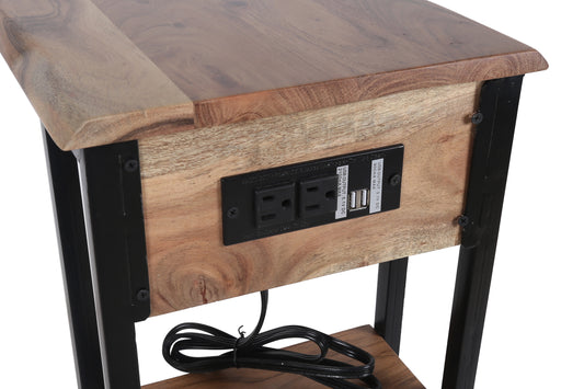 Reca Live Edge C Table with USB & Charging Ports