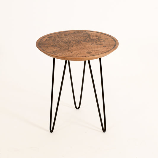 Medinia Map Print Round End Table