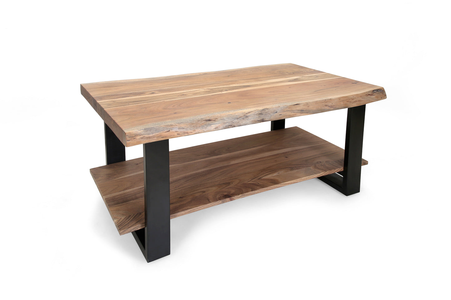 Ella Chunky Live Edge Coffee Table with Storage Shelf