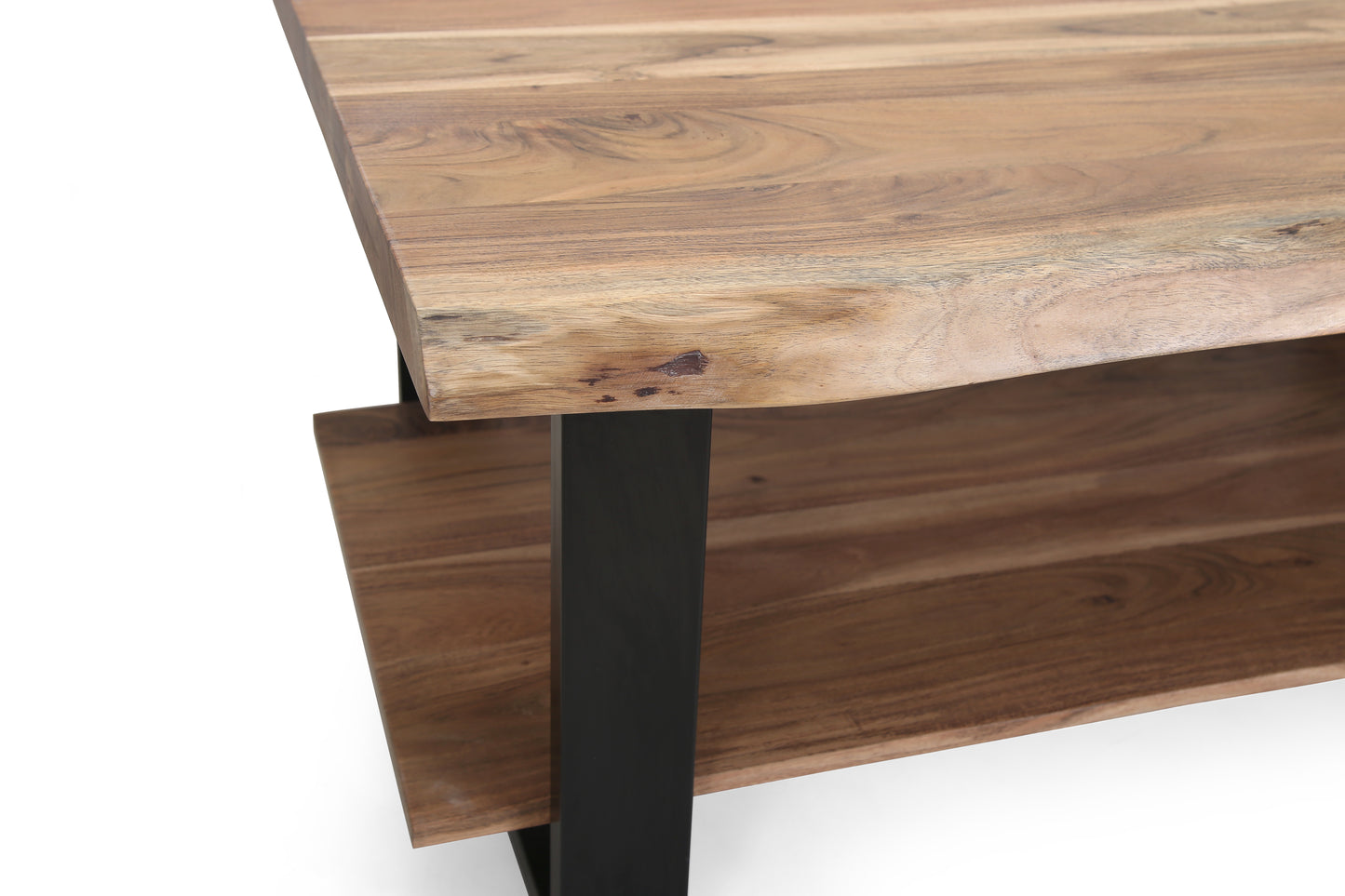 Ella Chunky Live Edge Coffee Table with Storage Shelf