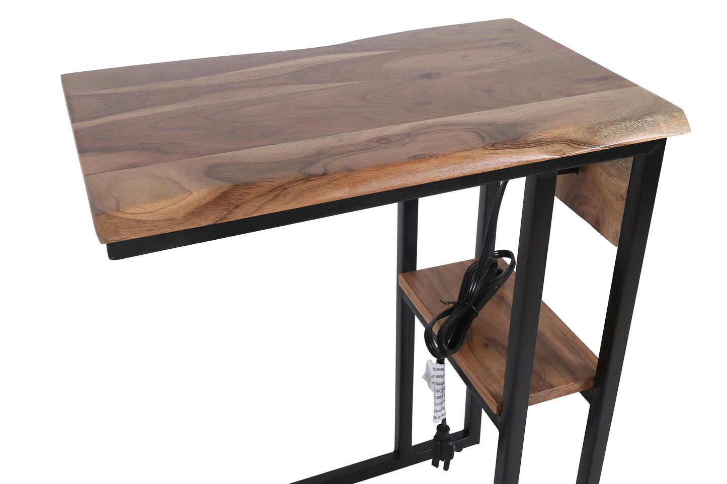 Reca Live Edge C Table with USB & Charging Ports